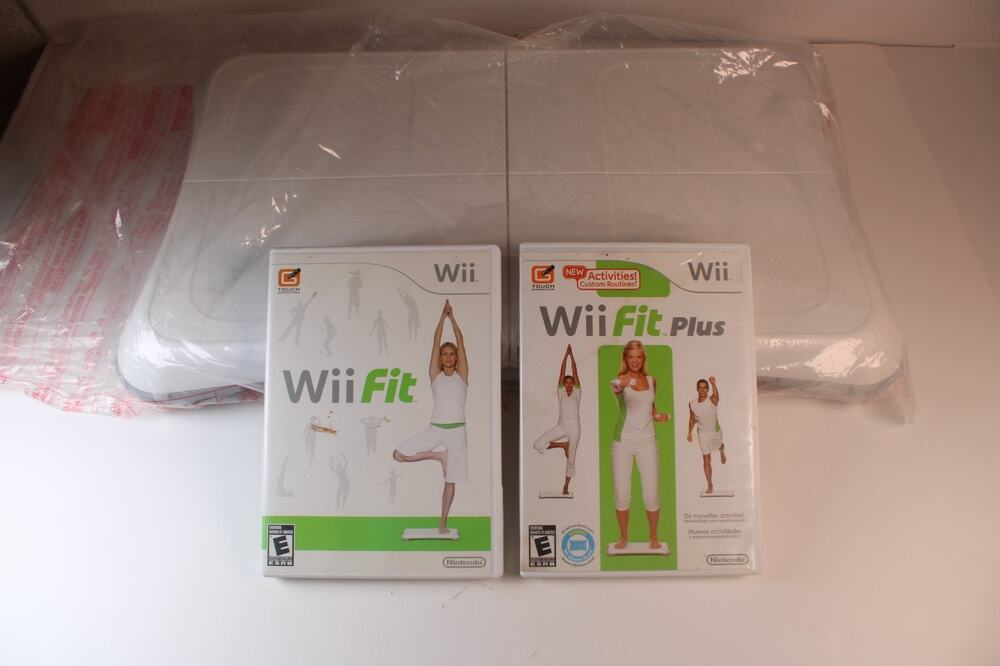 Nintendo Wii Fit Balance Board w/Wii Fit Plus Video Games Bundle, Risers